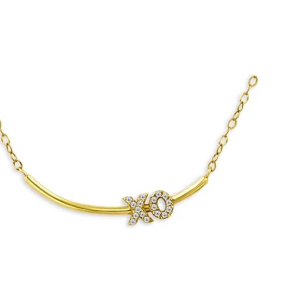 AQUA 18k Gold Over Sterling Silver Crystal Pave’ XO Necklace